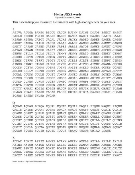 5 Letter Scrabble Words .